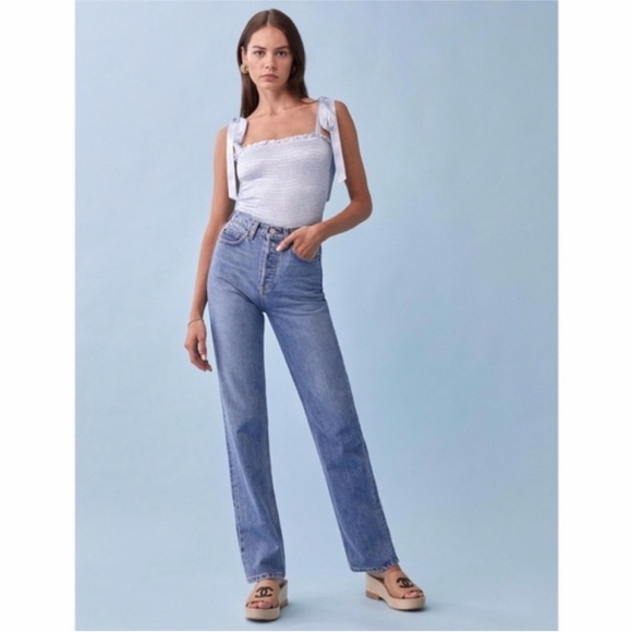 NEW Reformation Pina Silk Top Horizon Medium - Picture 13 of 13